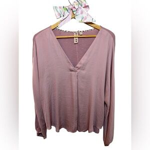 Dolan Blush Pink V-Neck Blouse - Large (Anthropology)